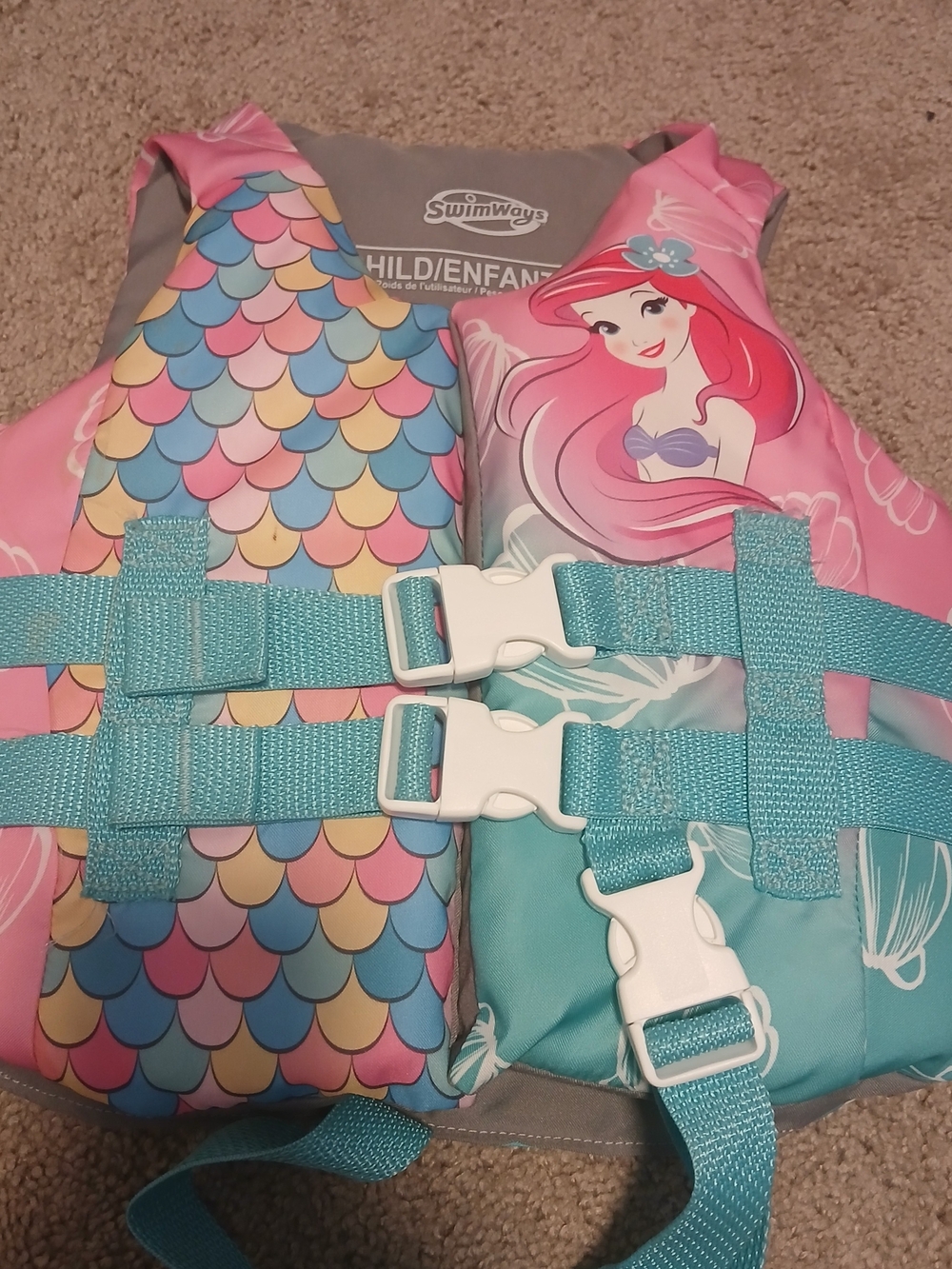 SwimWays Kids Pink & Teal Ariel Float Vest